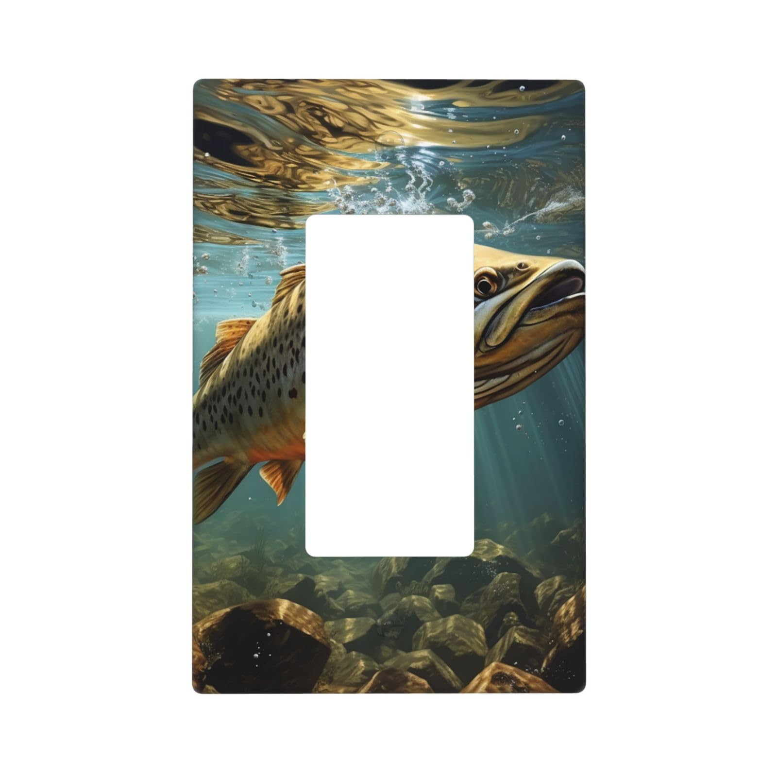 Decorator Wall Plate 1 Gang Light Switch Covers Decorator Receptacle Outlet Covers Fish Wall Plates for Electrical Outlets Plug Cover Single Rocker Switch Plates