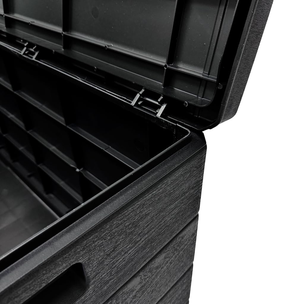 Kreher® XL Kissenbox/Gartenbox 170 Liter oder 340 Liter Nutzvolumen in moderner Holz Optik in Anthrazit! Robust, abwaschbar und einfach im Aufbau! (170 L)