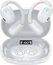 Fone de Ouvido Bluetooth Sem Fio 5.3 Esportivo, Até 48 Horas de Bateria, Leve e Confortável, IPX5 à Prova d’Água, Ideal para Corrida e Exercícios, Compatível com Todos os Dispositivos (Branco)