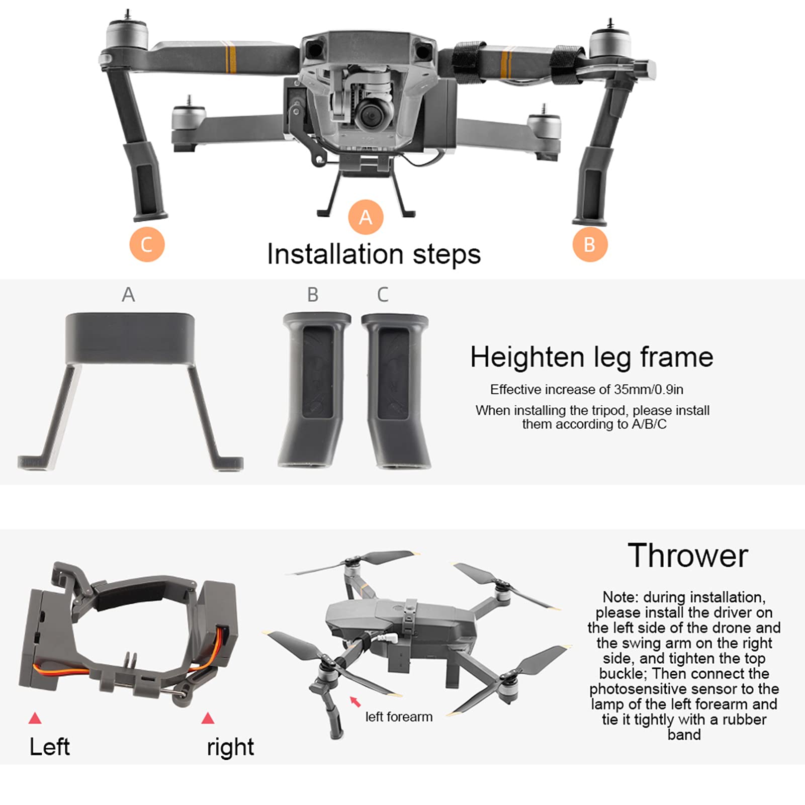 SUNGOOYUE Système de Largage d'air, Kits de Livraison de Distributeur à Distance de Lanceur de Drone ABS Le Système de Largage d'air Convient pour Pro