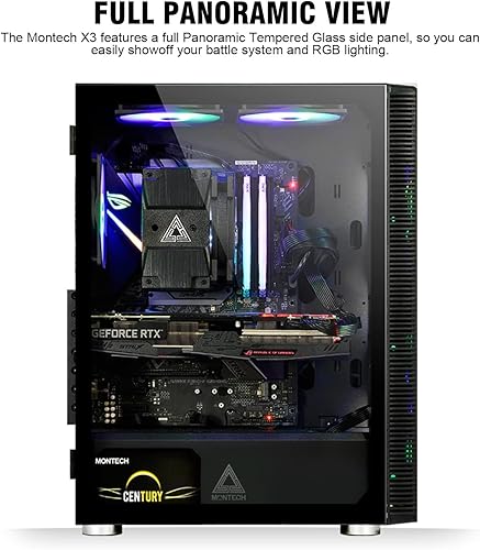 Miniatura 3 de Montech - 6 unidades de malla X3, 3 ventiladores fijos de 140 mm y 3 ventiladores fijos de 120 mm con iluminación RGB, carcasa ATX de media torre