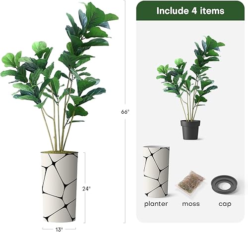 Miniatura 9 de SIGNWIN - Árbol artificial en maceta con diseño y textura de flores y pájaros, decoración moderna, planta de piso, para el hogar u oficina