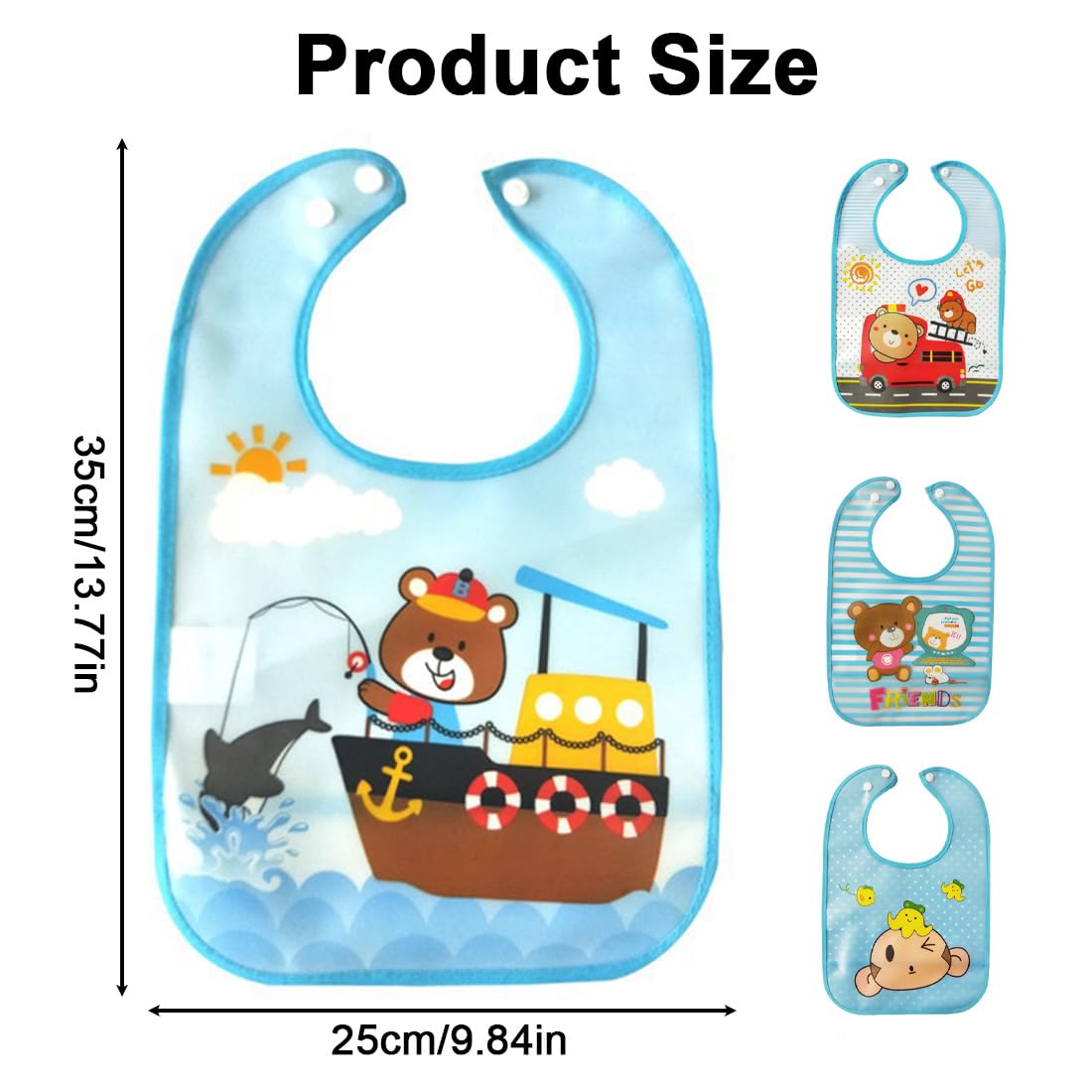 Bavaglini per Bambini Impermeabili Lavabili con Tasca Set di 4 per Neonati e Bambini Piccoli