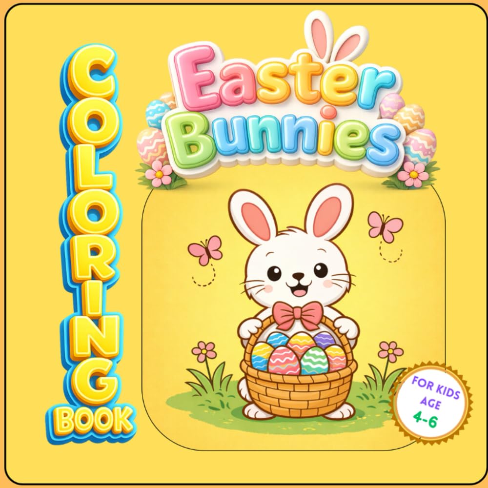 Easter Bunnies: Cute Bunnies, Happy Eggs, and Fun Spring Scenes | Single-Sided Pages for Easy Coloring