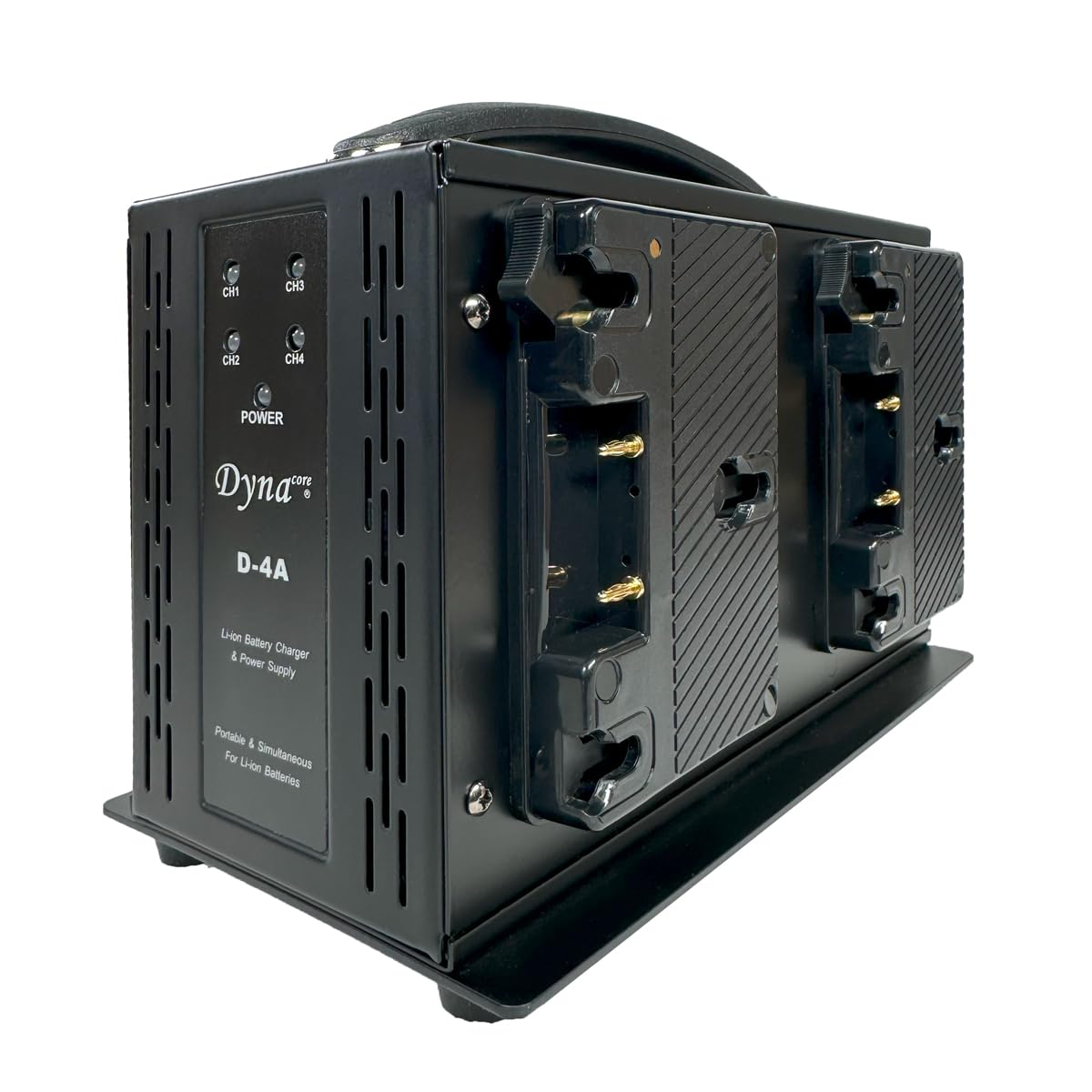 Dynacore D-4A Portable Simultaneous 4-Channel Gold-Mount Quad Battery Charger