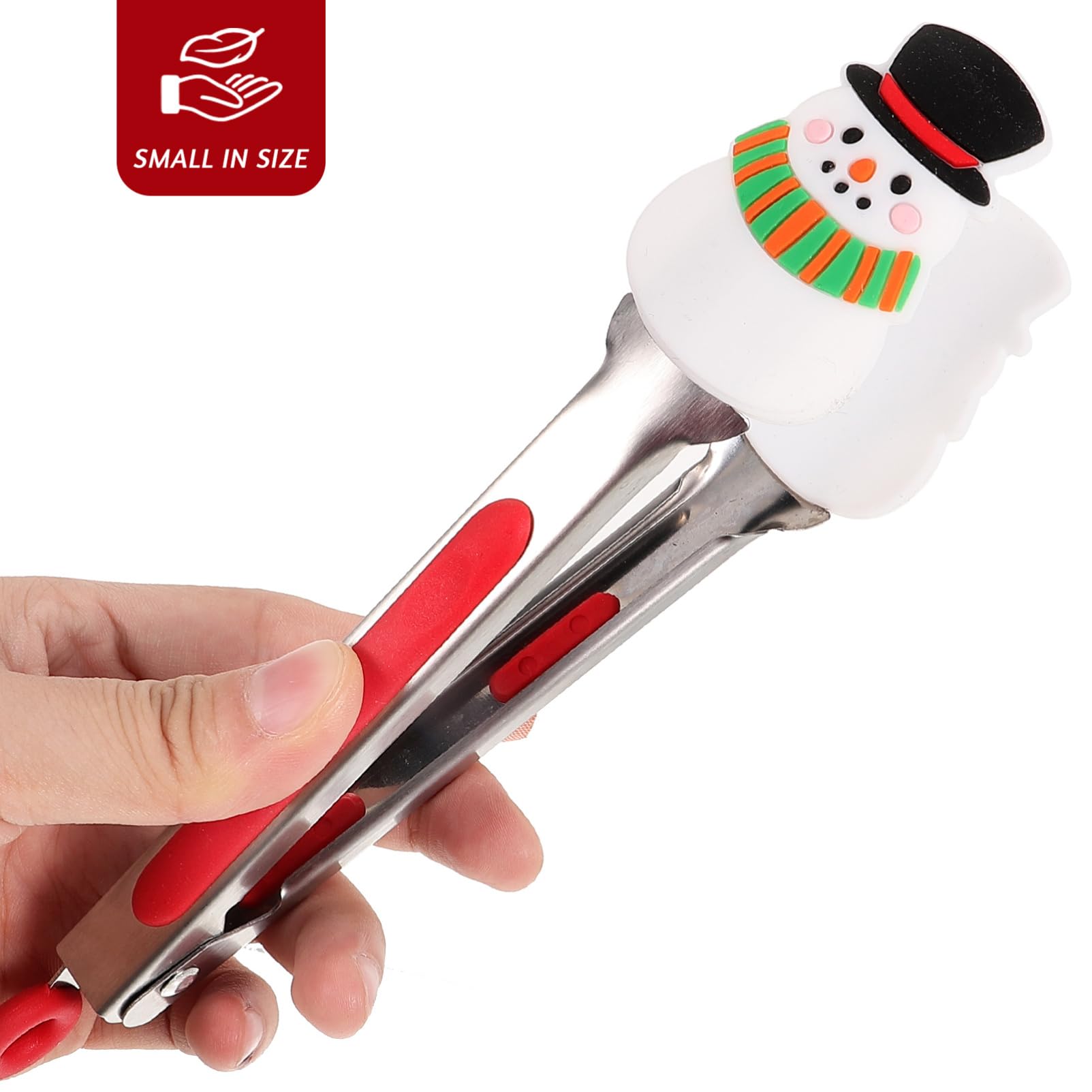 DOITOOL Set di 4 mini pinze natalizie in silicone, 20,3 cm, piccole pinze natalizie per cucinare, pinze da cucina colorate antiscivolo per Natale, vacanze, festival, servire cibo, insalata, frutta