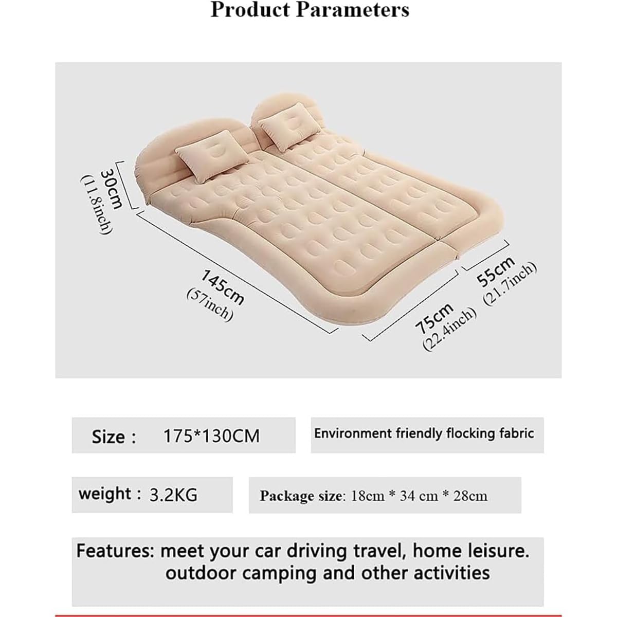 Colchón para Coche Toyota CHR C-HR 2018-2021, Asiento Trasero Camping Cama de Dormir Con Bomba Hinchable de Viaje, Accesorios