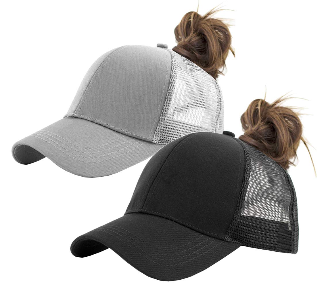 Washed Cotton Ponytail Baseball Cap Pony Tail Hats for Women Messy Buns  Trucker Pony Caps Baseball Dad Hat