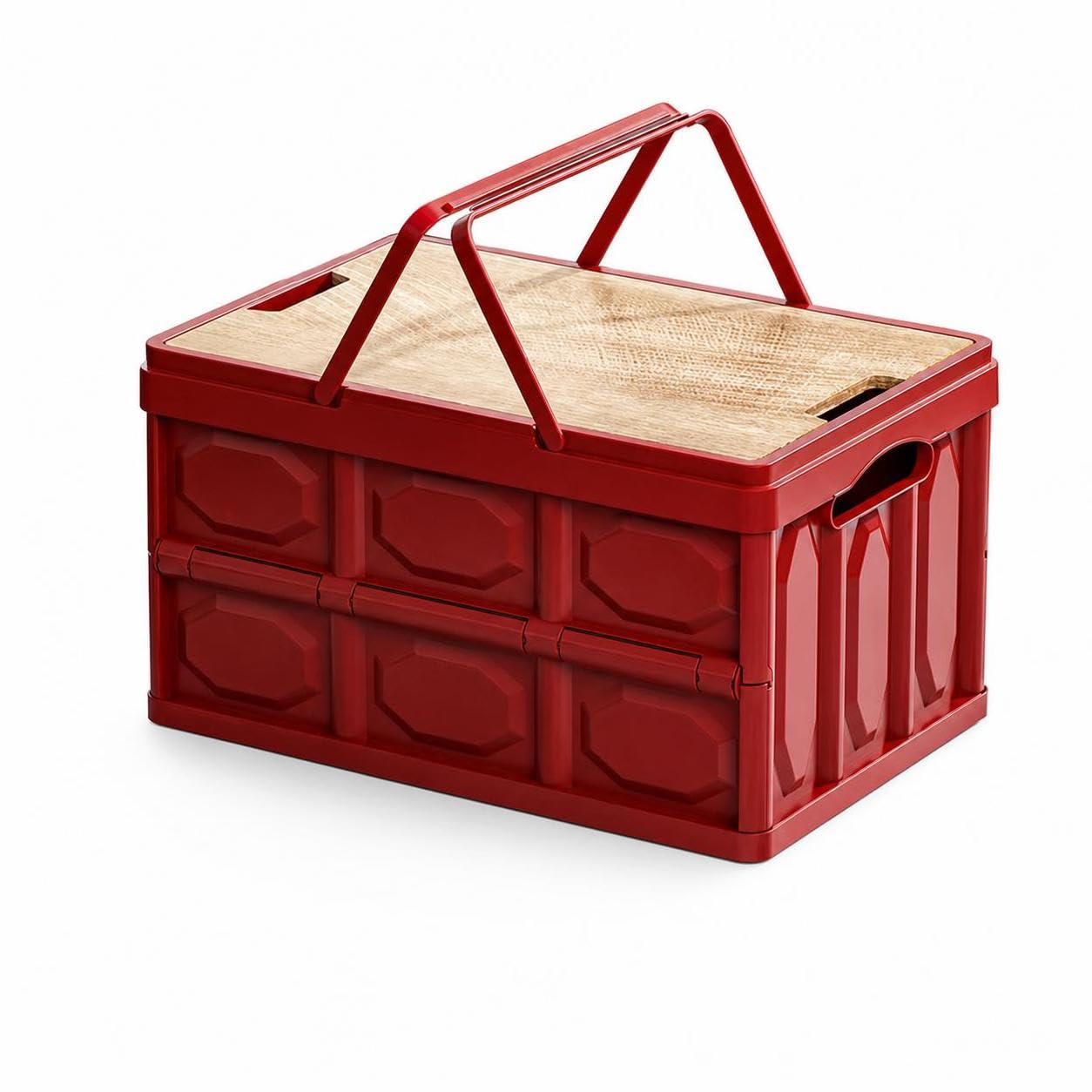 Faltbare Aufbewahrungsbox Aufbewahrungsbox Kiste Korb Container mit Stabilem Holzdeckel als Kleine Ablage Oder Schneidebrett Langlebiges PP Material, color to 4, Groß