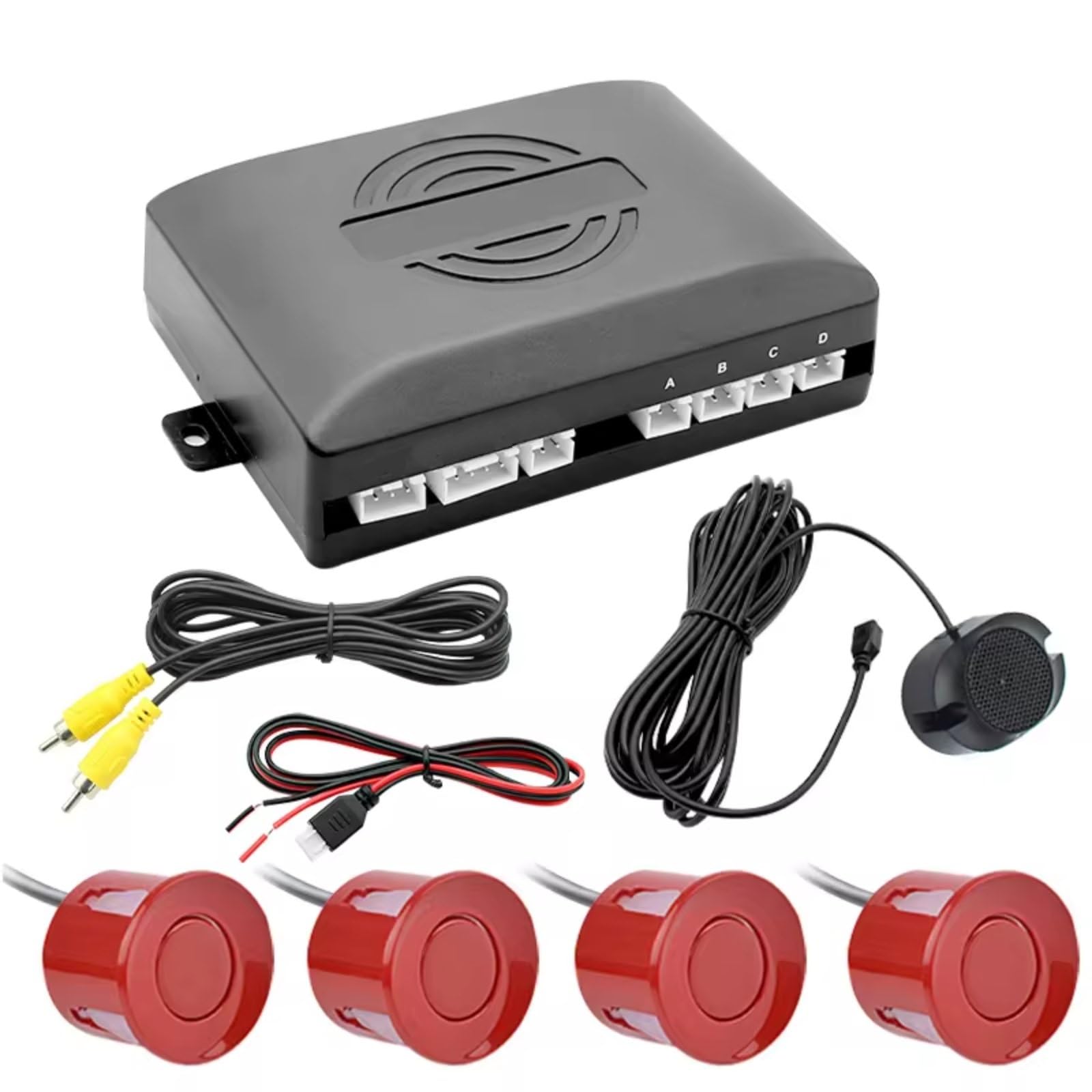 Radar De Recul Voiture pour Capteur De Stationnement Vidéo De Voiture pour AHD Détecteur D'assistance Radar De Recul pour Système De Caméra De Surveillance Capteurs Stationnement(Red)