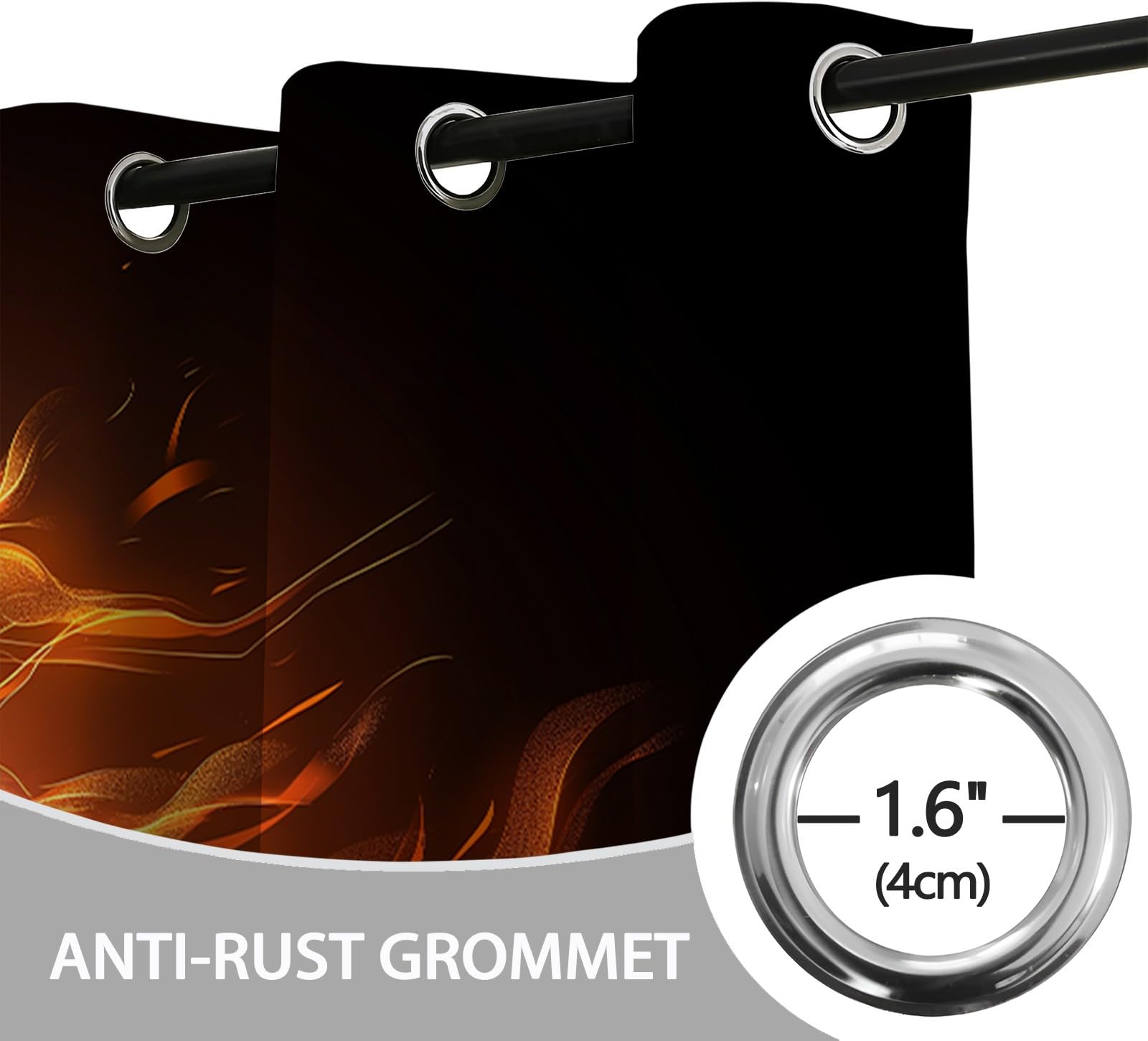 CozyRest Nero Tende Oscuranti per Interni con Occhielli, Set di 2 Pannelli, per Soggiorno e Camera da Letto, Tende con Asole Modello Calcio fiammeggiante 150 x 166 cm