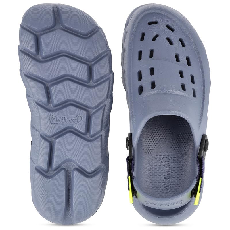 Image of WALKAROO Men Soft EVA Clogs with Adjustable Back Strap, Lightweight Ventilated Comfort Slip-On Outdoor Footwear, Durable Anti-Slip Clogs- WC8814