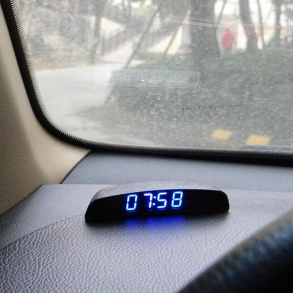Horloge LED Voiture 3-en-1 - Thermomètre Voltmètre Digital - 12V - Affichage Temps/Température/Tension
