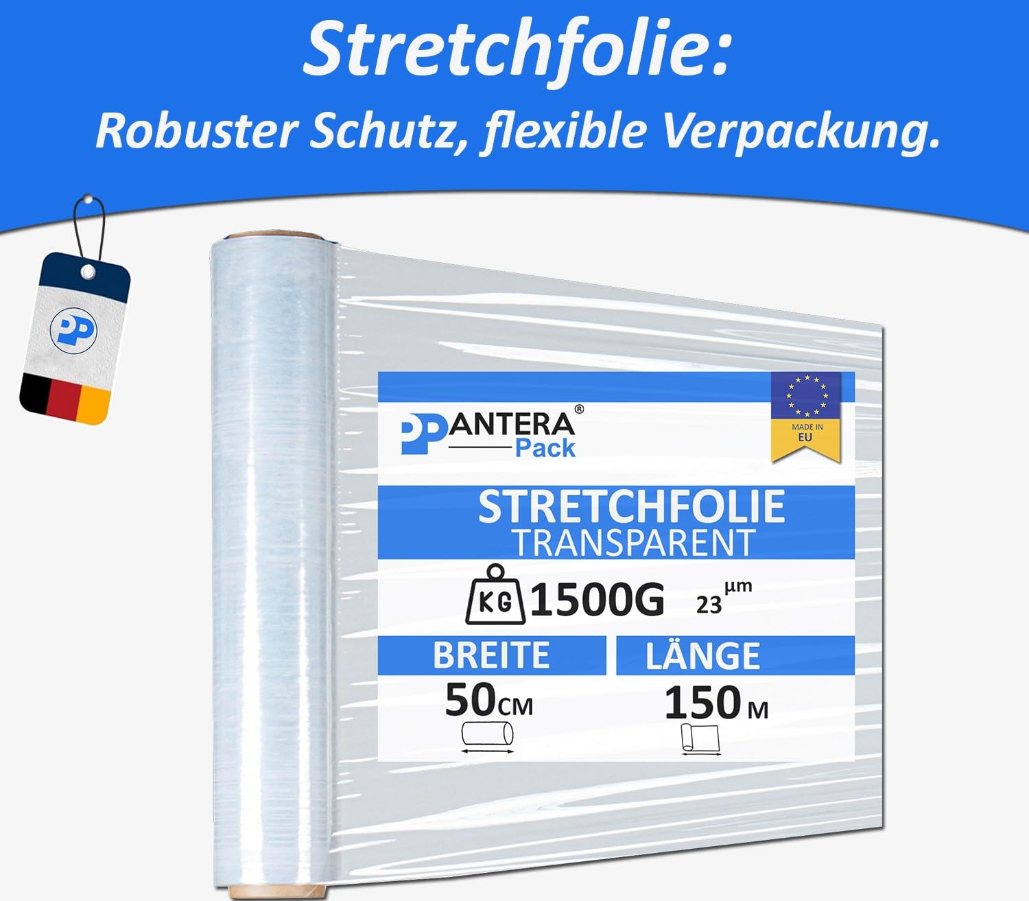 Pellicola Stretch Per Imballaggio Pallet 6 Rotoli Di Pellicola Elasticizzata Per Pallet 1 Rullo Pellicola Pallet 23 My - Trasparente, 1,5 Kg Cadauno Plexiglass 5 Mm