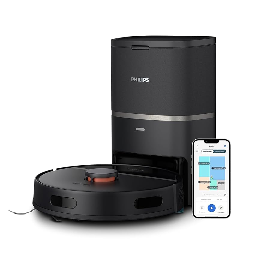 Immagine del prodotto Philips HomeRun Serie 3000 Robot Aspirapolvere e Lavapavimenti con Mappatura, Alta Potenza Asp.ne (4000 Pa), Navigazione Laser, con Stazione, per Tappeti e Peli di Animali, App WiFi, XU3100/01