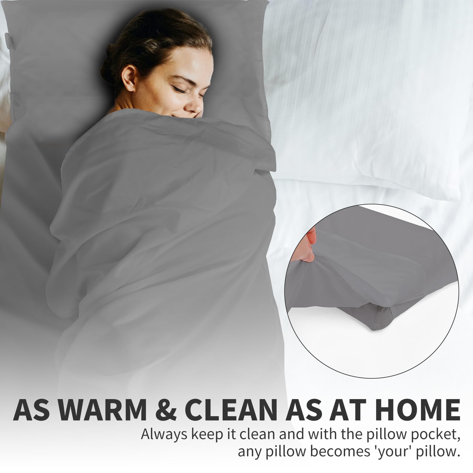JAICOM Doublure de sac de couchage – Drap de voyage et sac de couchage pour adulte, drap de voyage léger pour camping, hôtel et auberge, extérieur