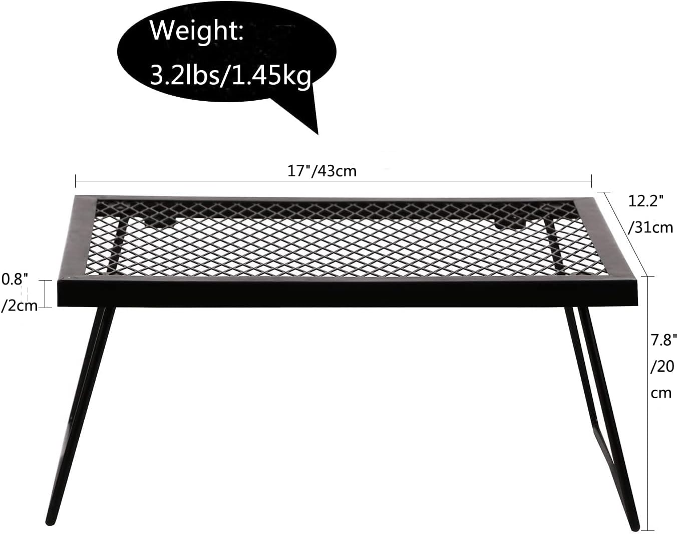 Domaker Folding Campfire Grill,Heavy Duty Portable Camping Grill 304 Stainless Steel Grate with Legs,Black : Sports & Outdoors