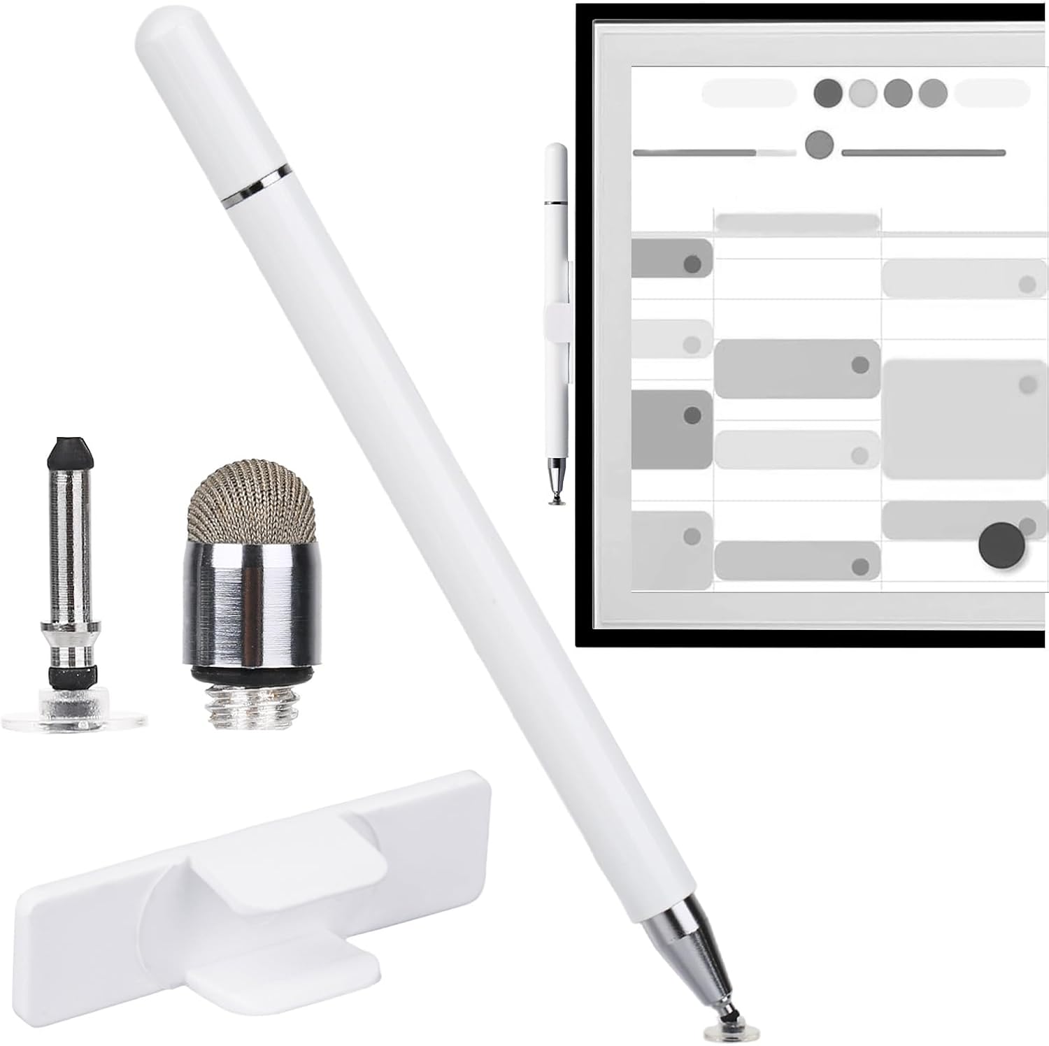 Stylus Pen for 15 Inch Calendar with 2 Spare Tips & 2 Mounts, Precision Touch Screen Stylus Replacement for Writing & Drawing