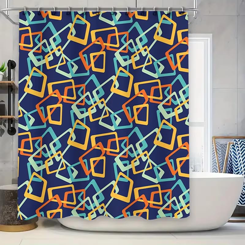 Rideau de salle de bain rétro coloré en polyester pour bloquer l'eau avec style