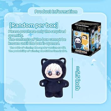 MINISO Random 1pc Jujutsu Kaisen Plush Keychain Set, Officially Licensed Anime Soft Vinyl Plushie Pendant, Gojo Yuji Megumi Sukuna Mini Stuffed Doll Collectible, Cute Bag Charm Gift for Anime Fans