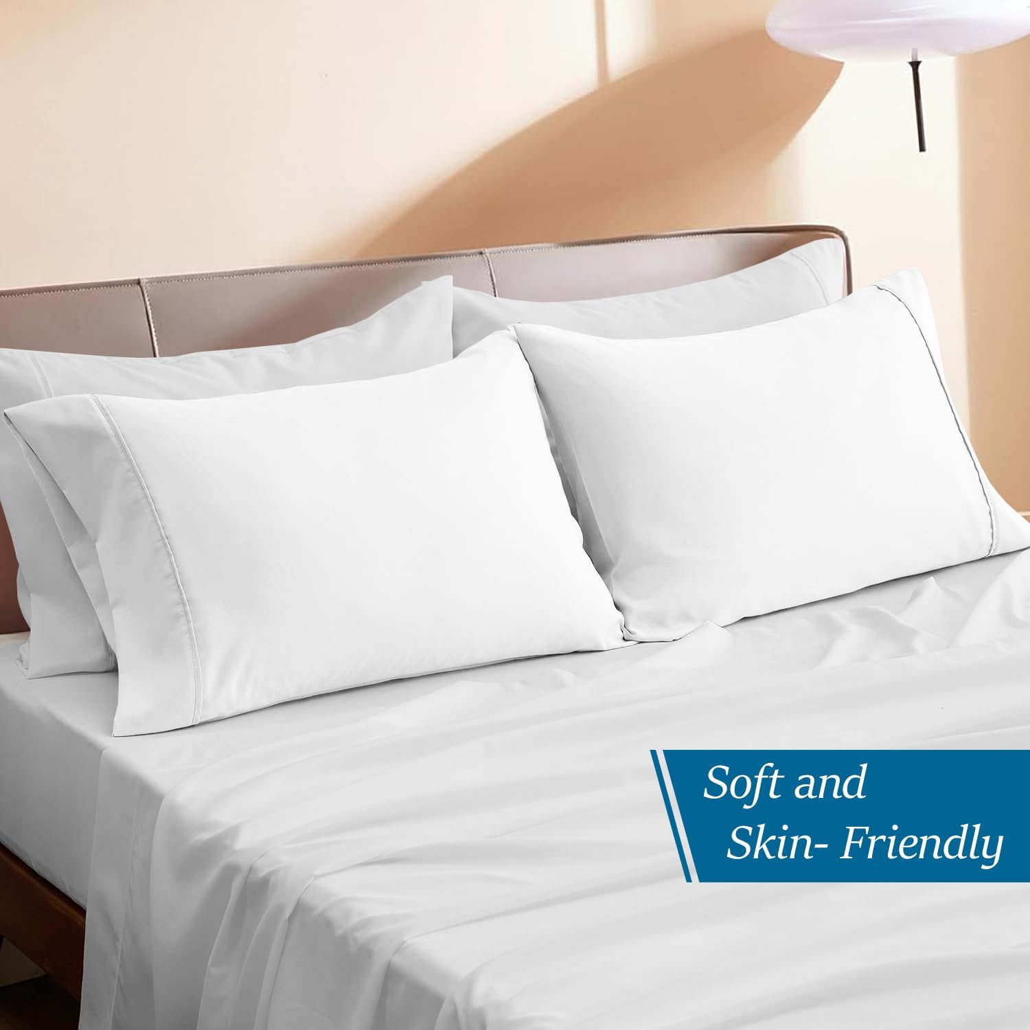 Egyptian Cotton Queen Size 2-Piece Pillow Case Set, Soft & Breathable Percale Weave, Fits 20x30 Inch Pillow, Hotel-Quality 1000 Thread Count Pillowcases (Solid, White)