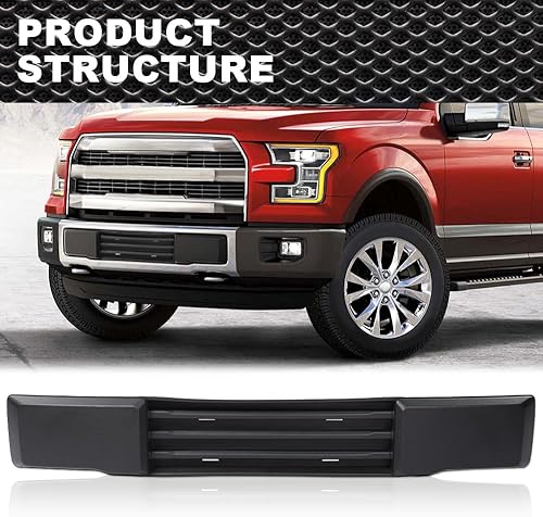 Miniatura 8 de Parachoques delantero y soporte para placa de matrícula compatible con Ford F150 2015 2016 2017 FL3Z-17E810-AA FL3Z-17A385-A
