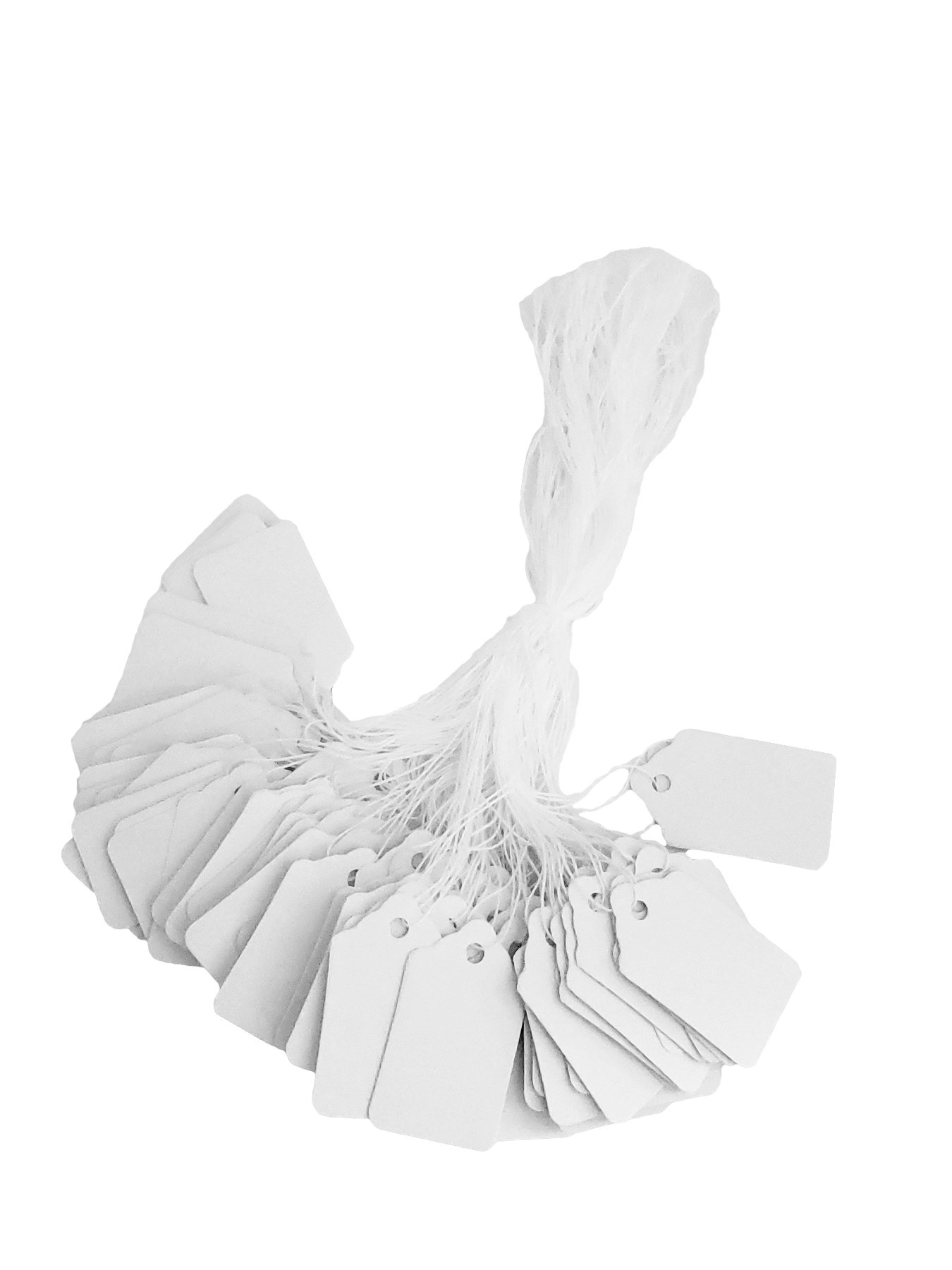 100 pcs White Gift Marking Tags Strung Price Labels (1 1/8" x 1 3/4")