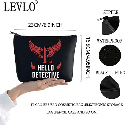 Miniatura 2 de LEVLO Lux TV Show Cosméticos Programa de TV Programa de TV Regalo Hola Detective Lux Maquillaje Cremallera Bolsa Bolsa, Hola Detective Negro, Bolsa