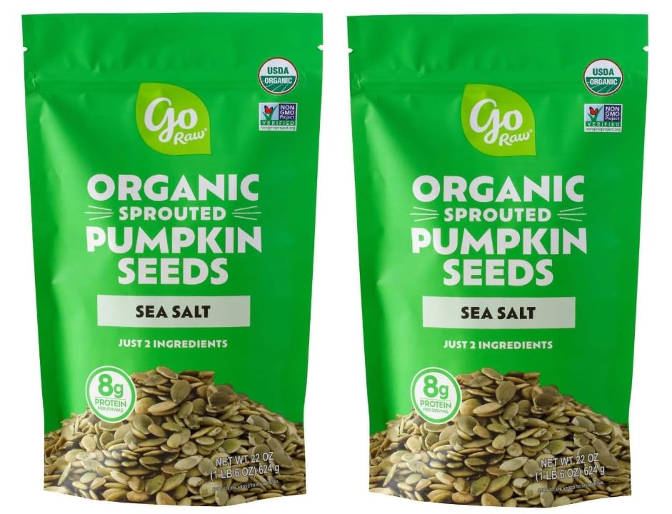 Go Raw Pumpkin Seeds, Sprouted & Organic, 22 OZ 2packs