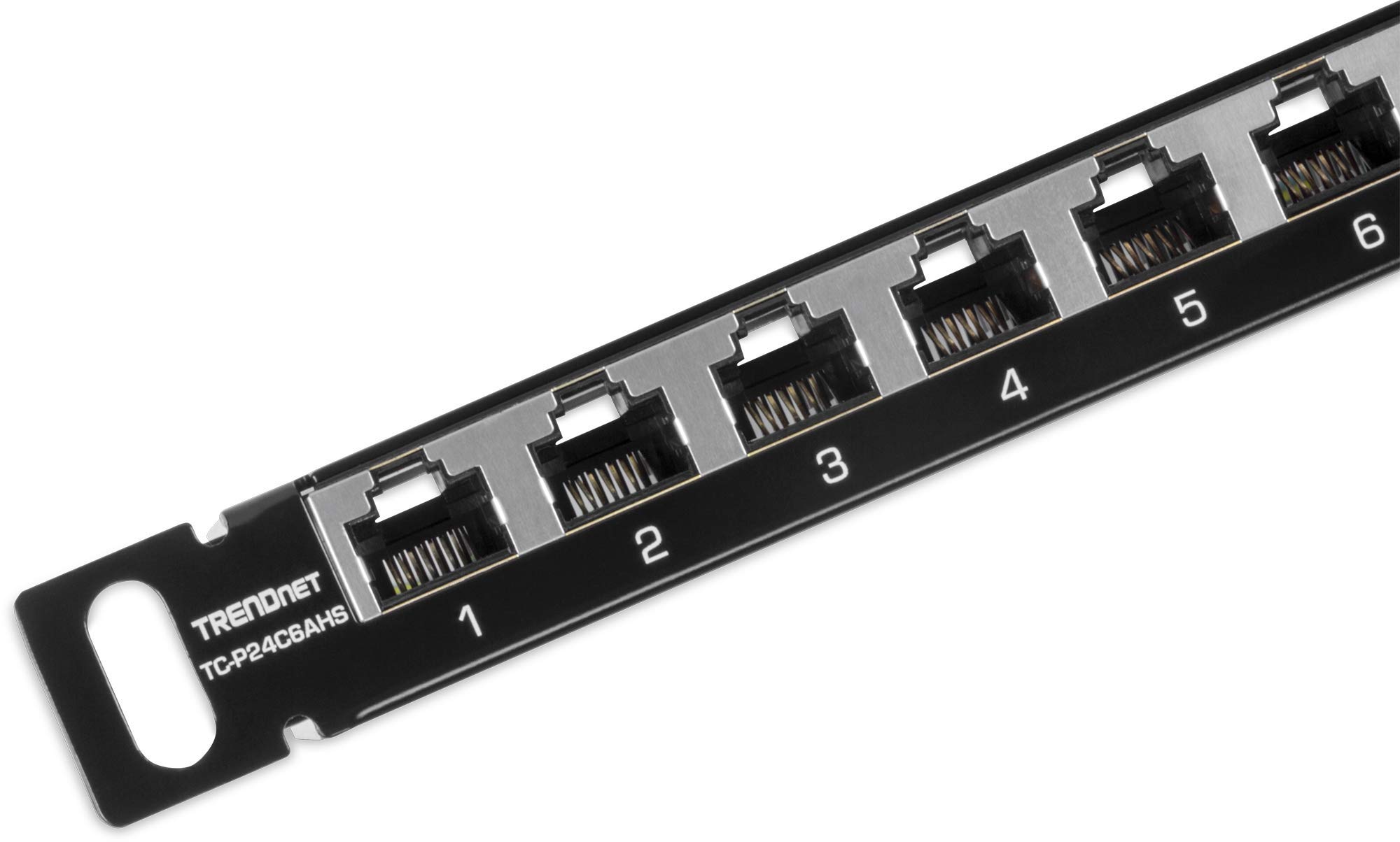 Trendnet24-Port CAT6A Shielded Half-U Patch Panel, 10G Ready, Half The Height of Standard 1U Patch Panels, Metal Rackmount Housing, CAT5e,Cat6,Cat6A Compatible, Cable Management, Black, TC-P24C6AHS