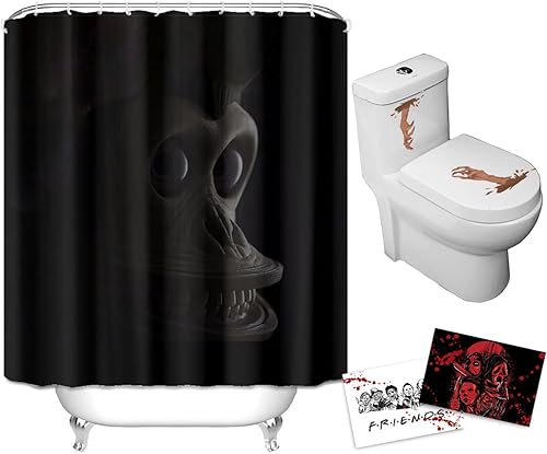 Cortina de ducha de Halloween con diseño de mono espeluznante inspirado en la película de culto, decoración navideña temática de película de terror,