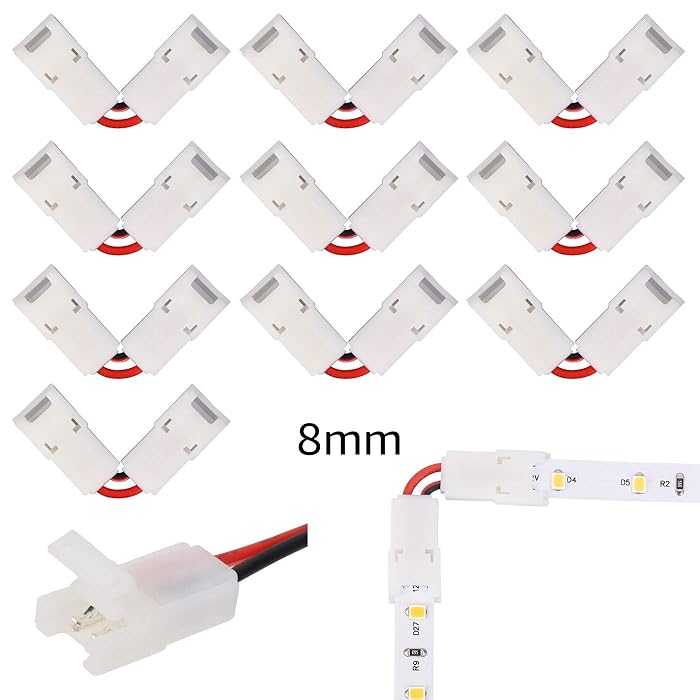 Buy JAUHOFOGEI 2 Pin 8mm L Shape LED Strip Light Connector Solderless
