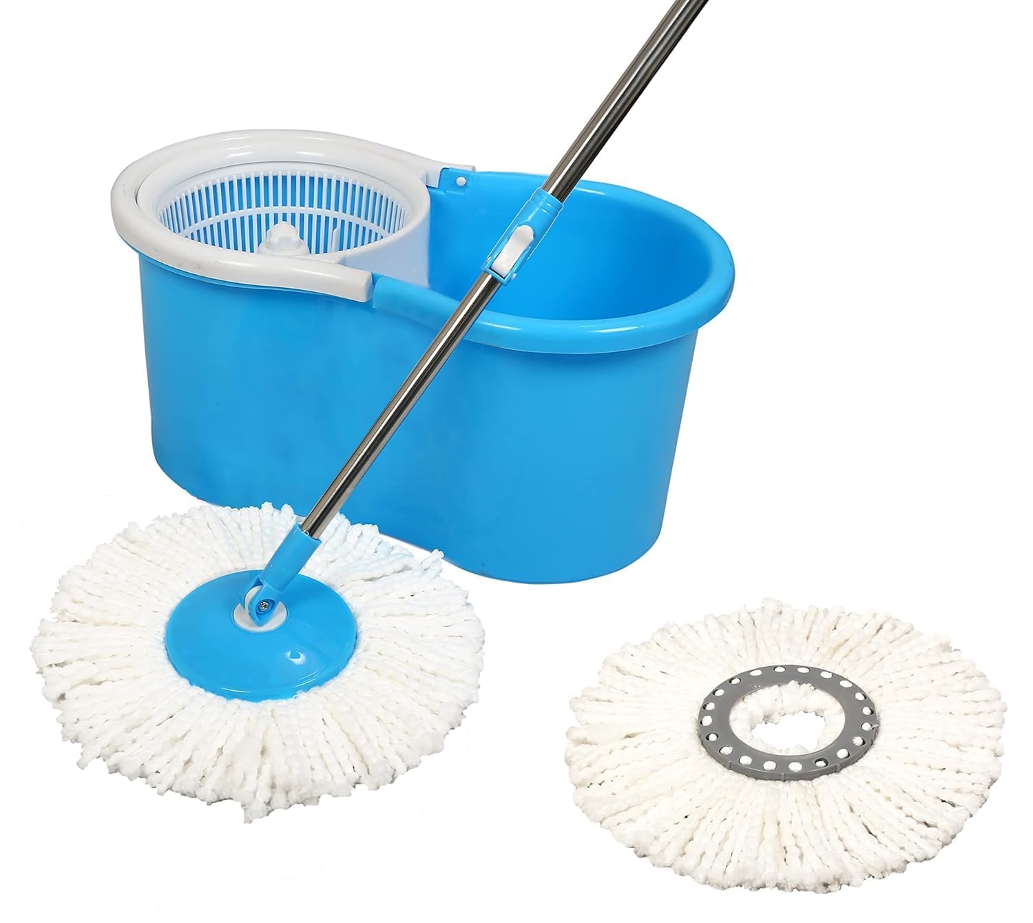 Spin Plastic Bowl Bucket Mop Set with an Additional Refill Easy Wheels & Big Bucket with 2 Refills, Floor Cleaning Mop with Bucket, pocha for Floor Cleaning, Mopping Set (Blue) (B0DCBN88V8) Amazon Price History, Amazon Price Tracker