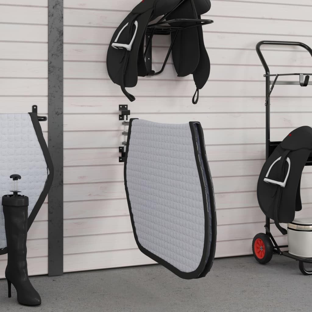 Mangloder - Supporto da parete per sella a 3 bracci, in ferro nero, supporto da parete per sella per cavalli, organizer, robusto, versatile per stalla, garage, fienile