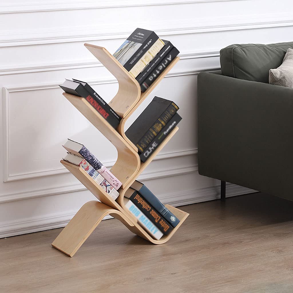 Estantería Estantería para libros de escritorio Estantería pequeña de madera en forma de árbol Estante de piso simple de múltiples capas Estante para archivos de oficina Estantería para sala de estudi