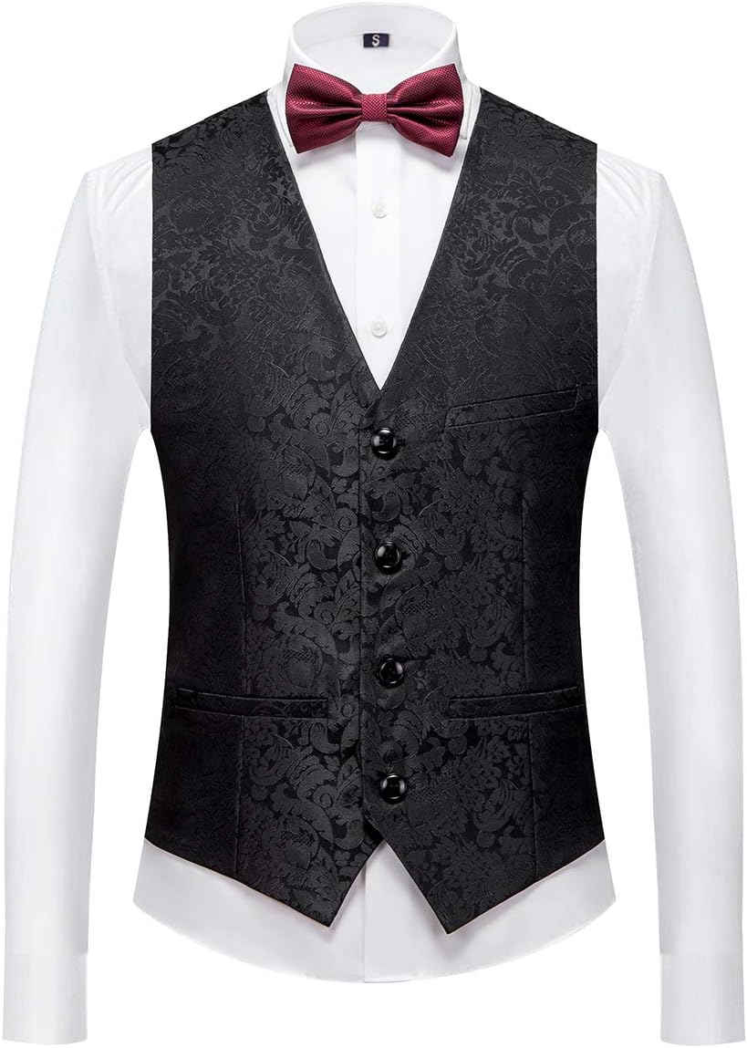 YFFUSHI Men's Elegant Jacquard 3 Piece Suit Shawl Lapel Slim Fit Tuxedo Set