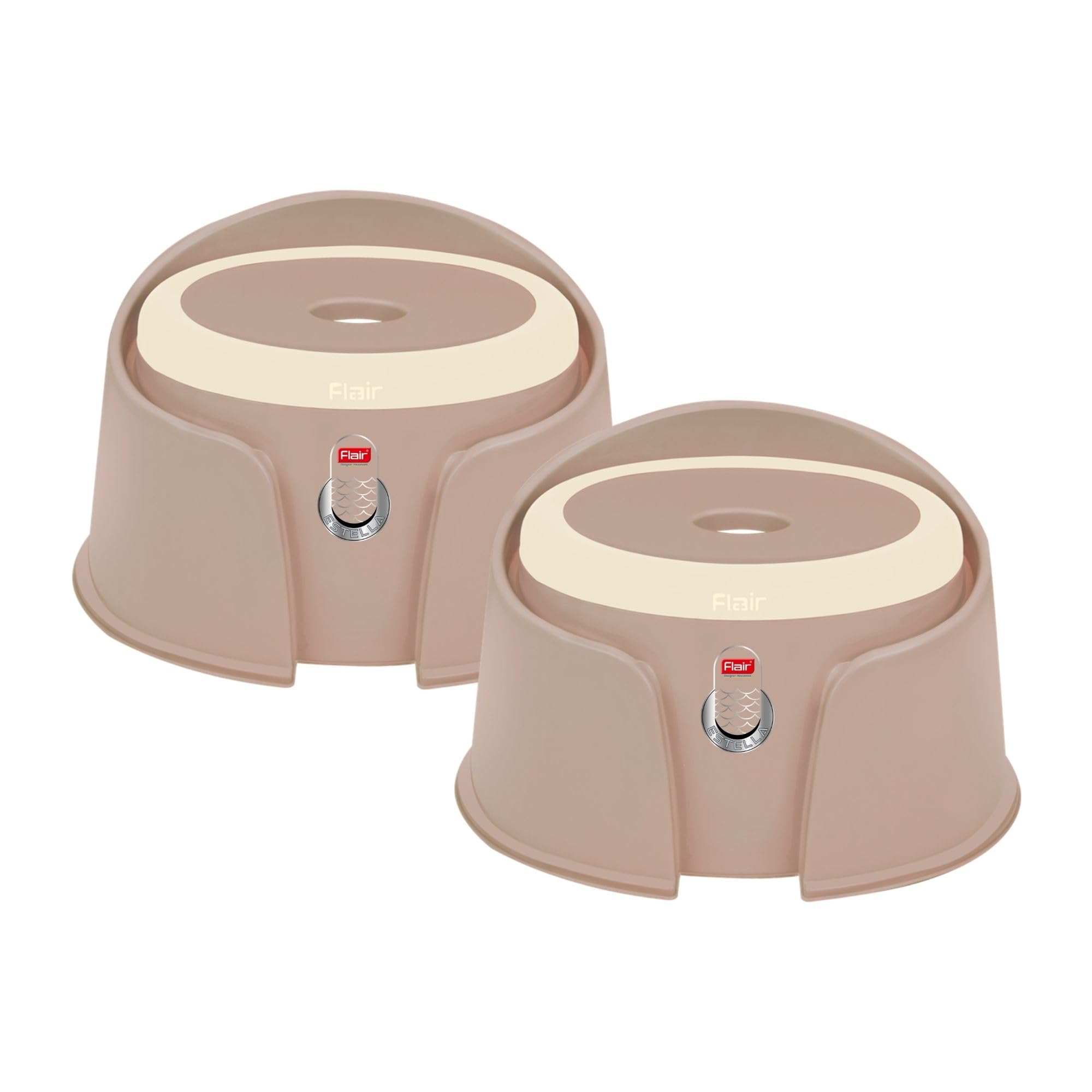 FLAIR Estella 9-Inch Bathroom Stool Set of 2 | Durable Plastic | Anti-Slip Design | High Bearing Capacity | Robust and Unbreakable I Light Weight & Multipurpose | Stool for Kitchen and Bathroom Beige-image-38