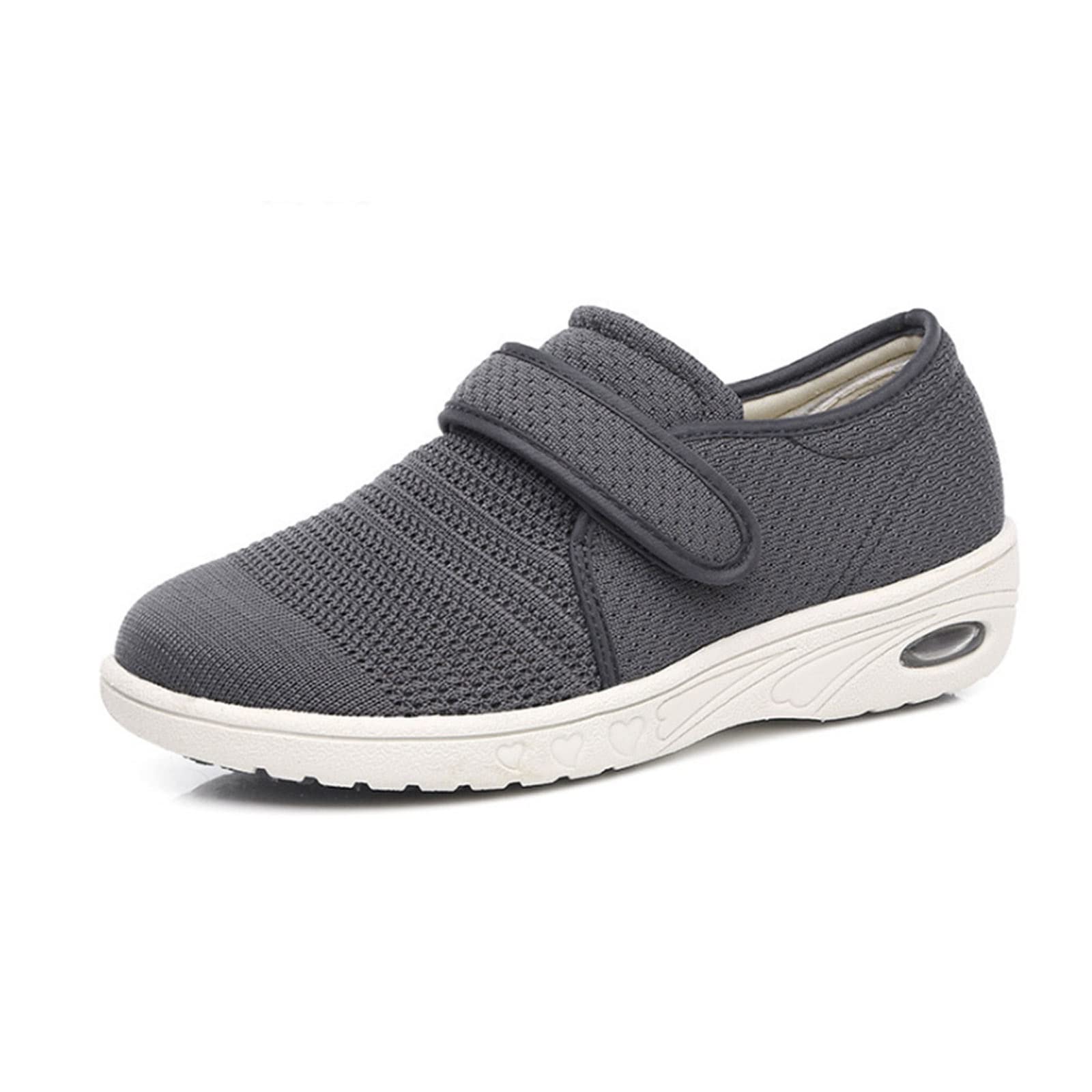 Yytcsjz Zapatos De Ancho Ancho para Hombre, Zapatillas para Caminar con Cierre Ajustable, Ligeras para Edema Diabético, Artritis Plantar, Pies Hinchados (Color : Gray, Size : 43 EU)