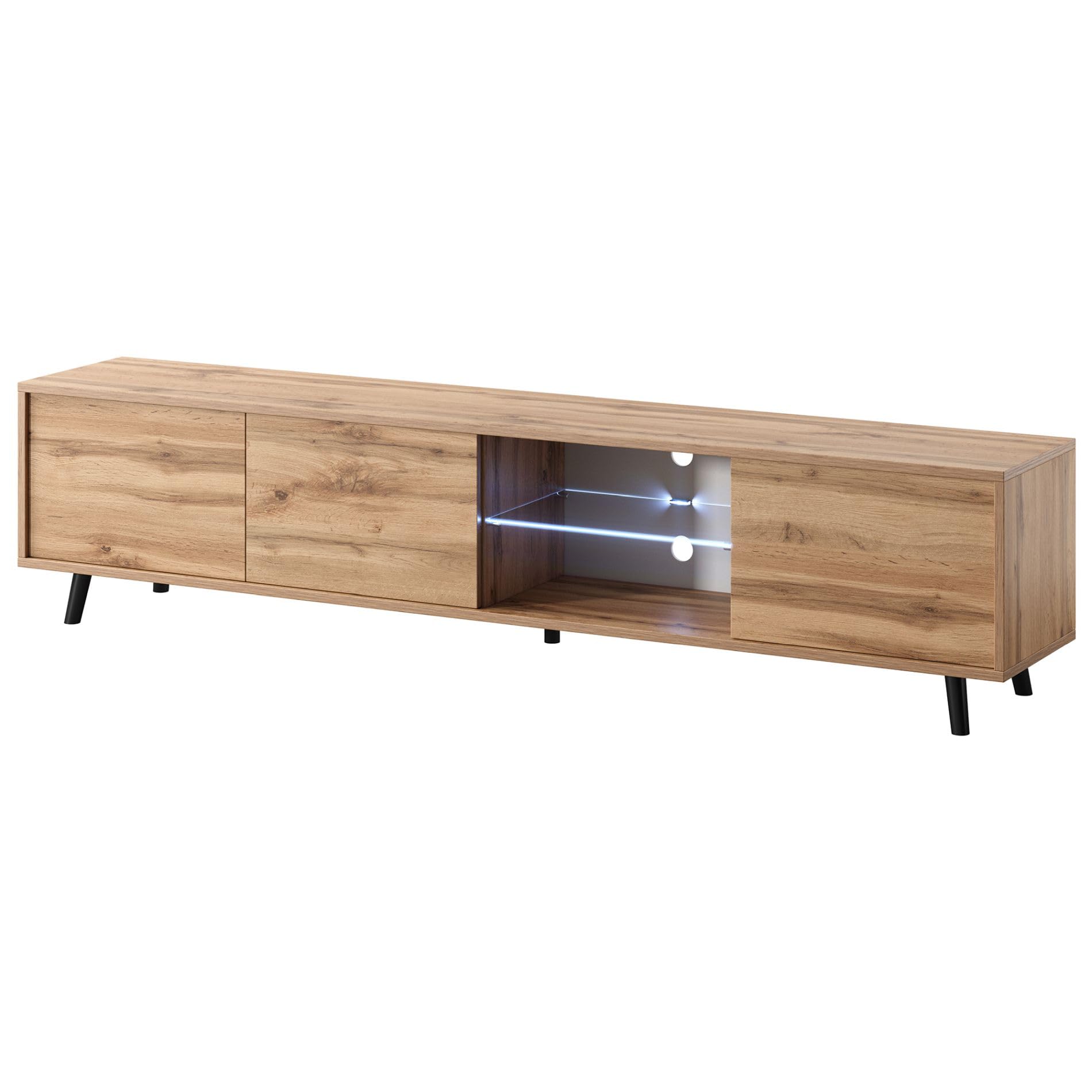 Selsey Galhad - Mueble TV, Roble wotan, iluminación LED a Pilas, 175 cm Ancho