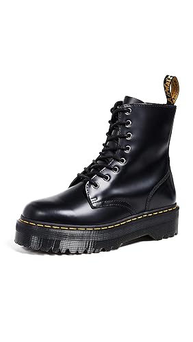 Dr. Martens, Jadon 8-Eye Leather Platform Boot for Men and Women - 7 Women/6 Men - Black Polished Smooth