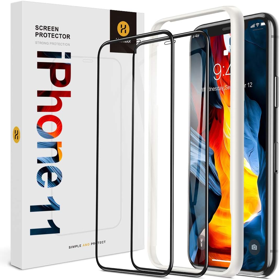 Humixx iPhone 11 Screen Protector [20X Shatterproof] Case Friendly, Easy Install, Tempered Glass Full Coverage, Bubble Free, Anti Scratch, Sensitive Response, HD Clear 6.1 Inch Screen Cover-2 Pack