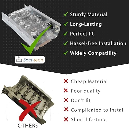 Miniatura 5 de Seentech - Elemento calefactor de secadora 279838 mejorado compatible con secadores eléctricos Whirlpool y Kenmore - Reemplaza 2438 3398064 8565582