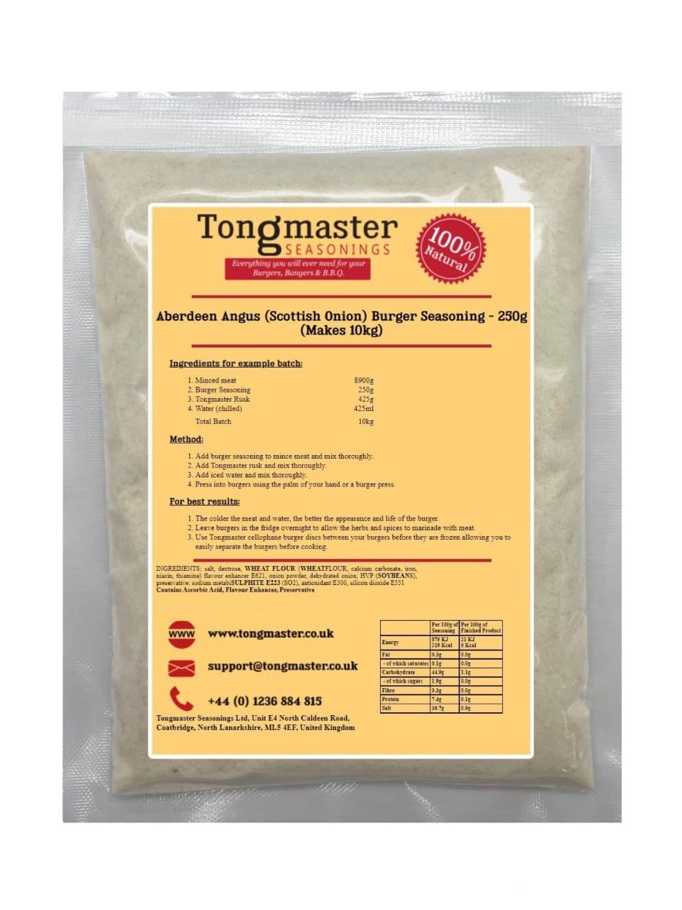 Aberdeen Angus (Scottish Onion) Burger Seasoning - 250g (Makes 10kg)