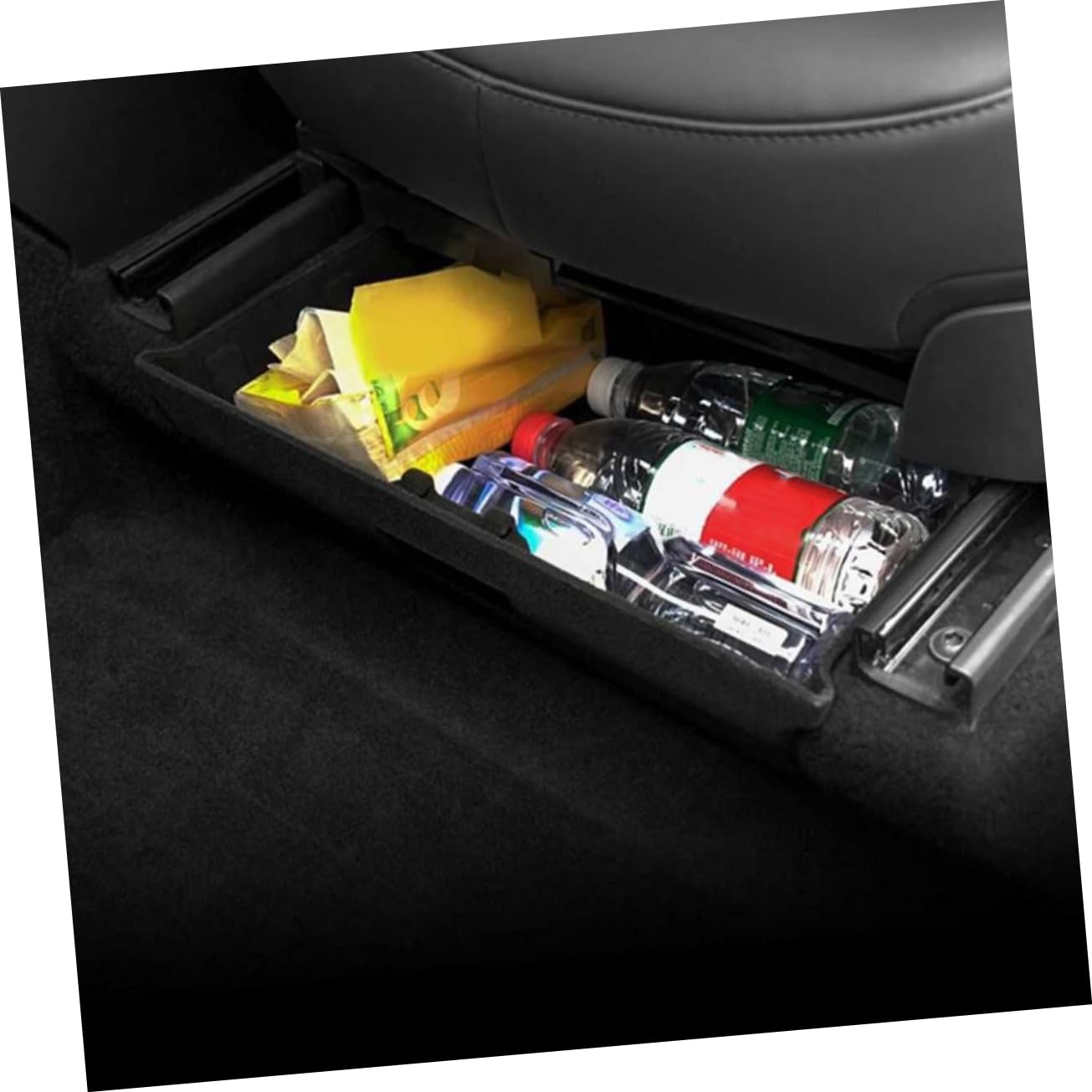 ibasenice Scatola Portaoggetti Sotto Sedile per Auto e Veicoli, ABS Rivestimento Floccato Nero, Antiscivolo e Antigraffio, per Stivaggio Sotto Sedile