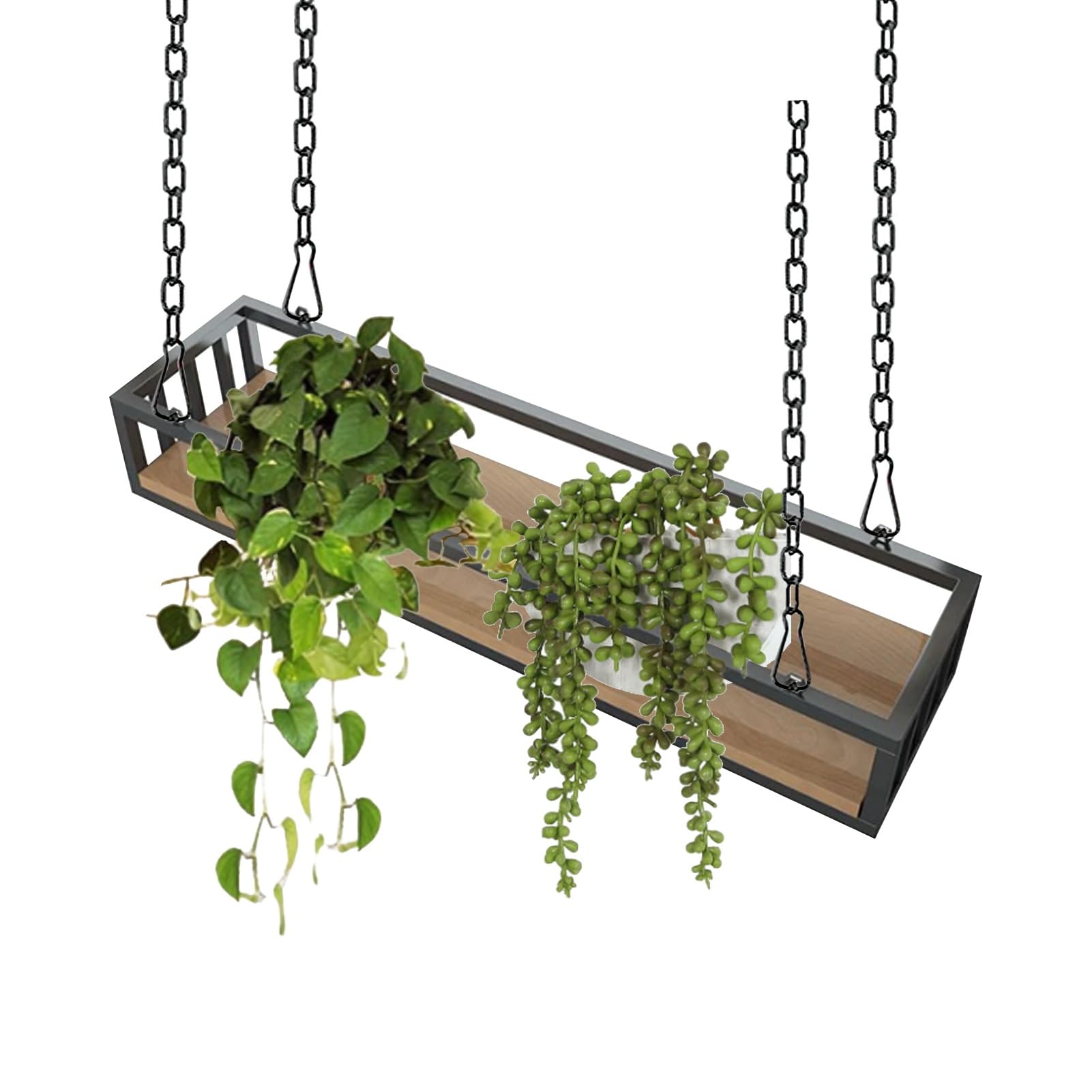 Étagère flottante au plafond pour pots de fleurs et décoration de salon moderne