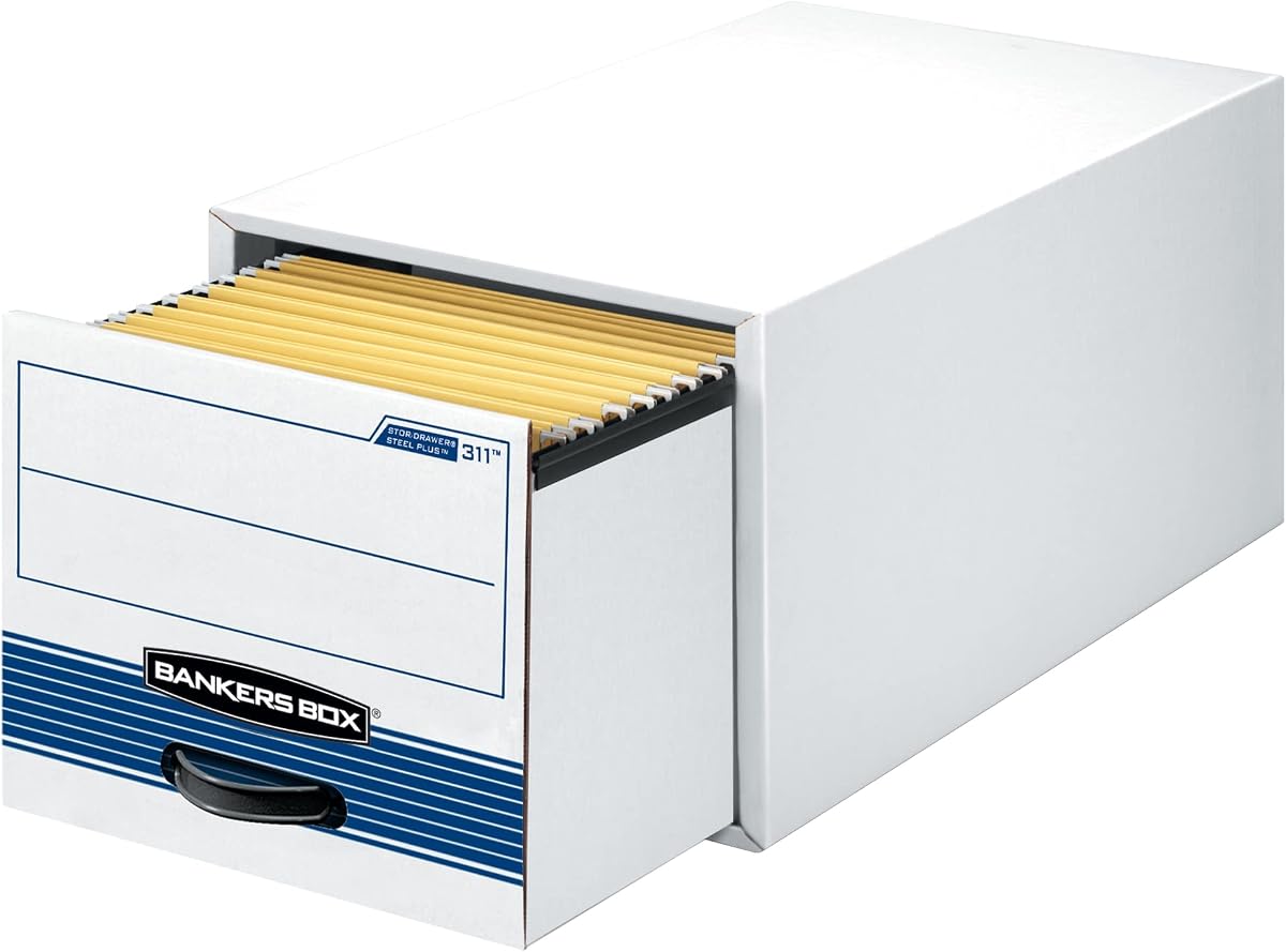 Bankers Box 6-Pack Medium-Duty Storage Drawers, Legal Size, Steel Plus | Get file-cabinet access without the cabinet - stackable drawers save space and keep active records within reach.