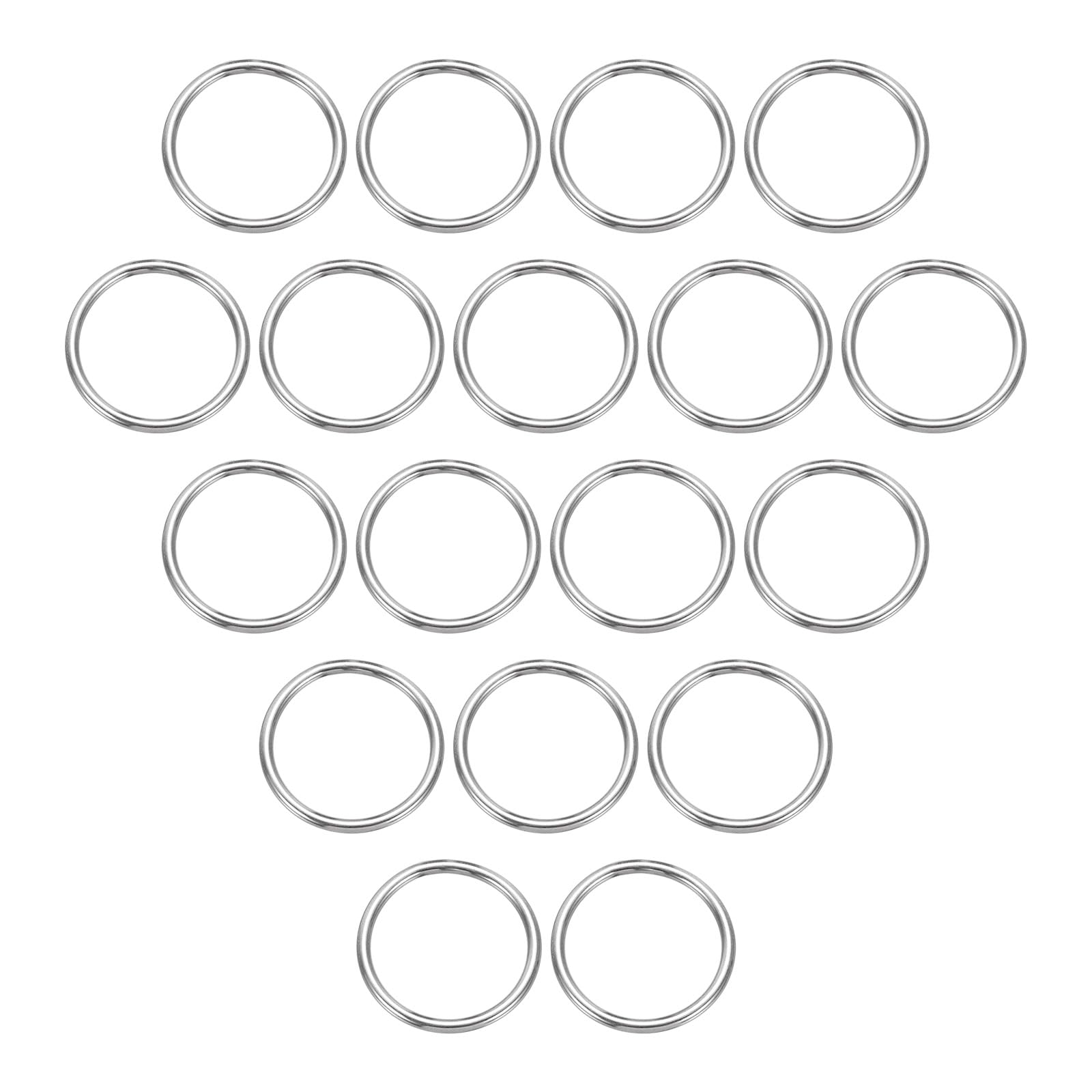 sourcing map Metal O Rings, 0.16" Thick 1.97" OD 304 Stainless Steel Seamless Welding O-Ring Solid Heavy Round Ring Buckle for Macrame Hanging Slings Rope, 18pcs