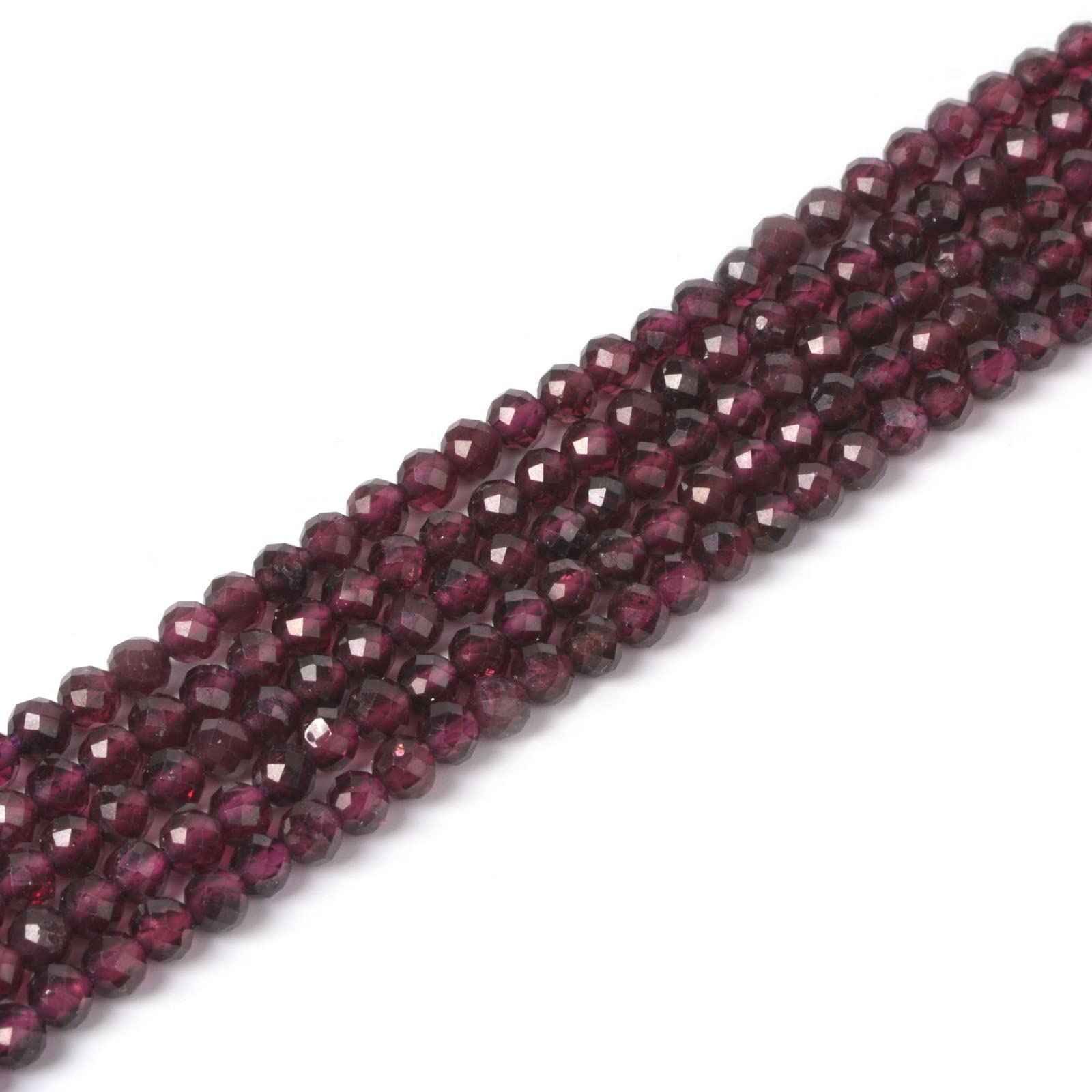 Natürlicher Granat, 4 mm, facettierte, runde Perlen, lose Perlen, 40,6 cm, für Schmuckherstellung