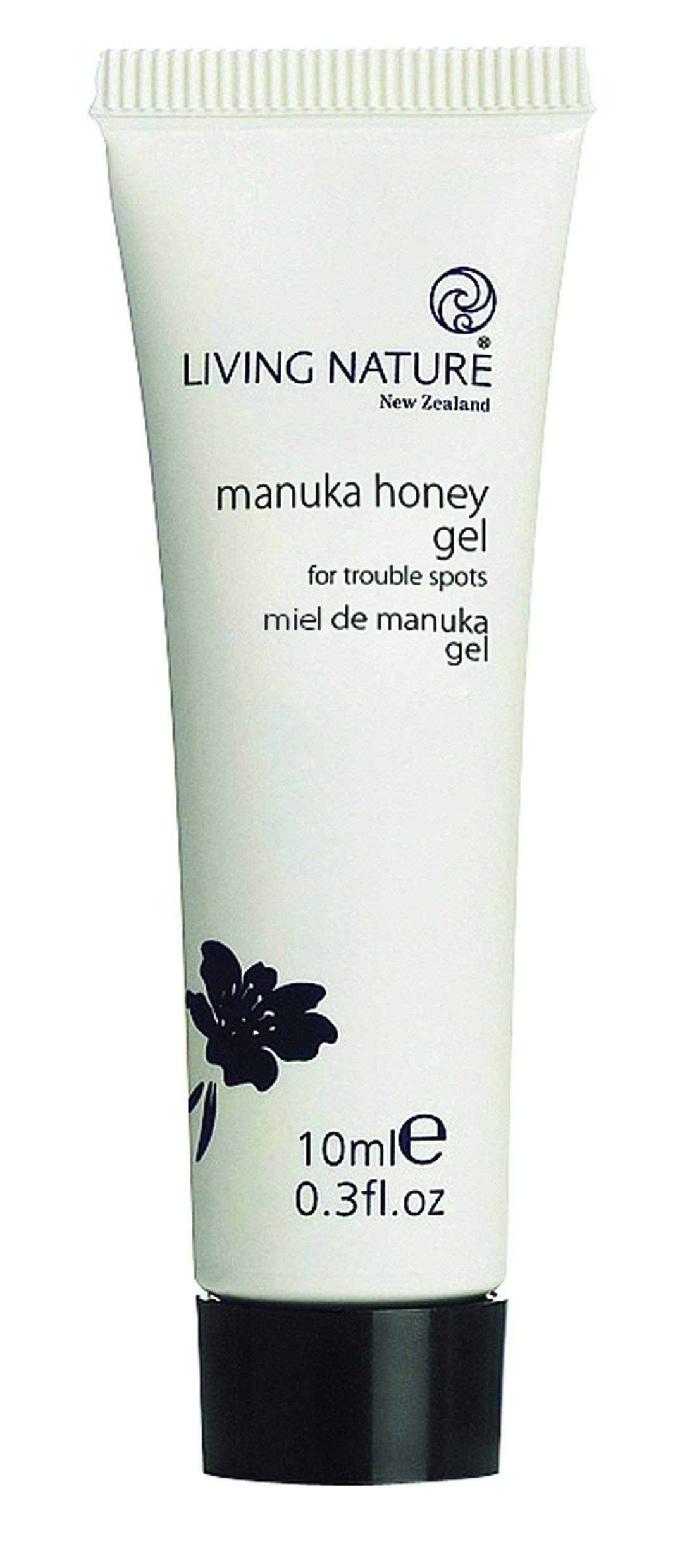Living NatureI 100% NATURAL MANUKA HONEY GEL I 10 ml (0.3 fl oz) I NATURE'S POWERFUL HEALER I FOR BLEMISHES, ACNE, SPOTS, SCRATCHES, ITCHING, STINGS, AFTER WAXING l CRUELTY FREE l CERTIFIED NATURAL