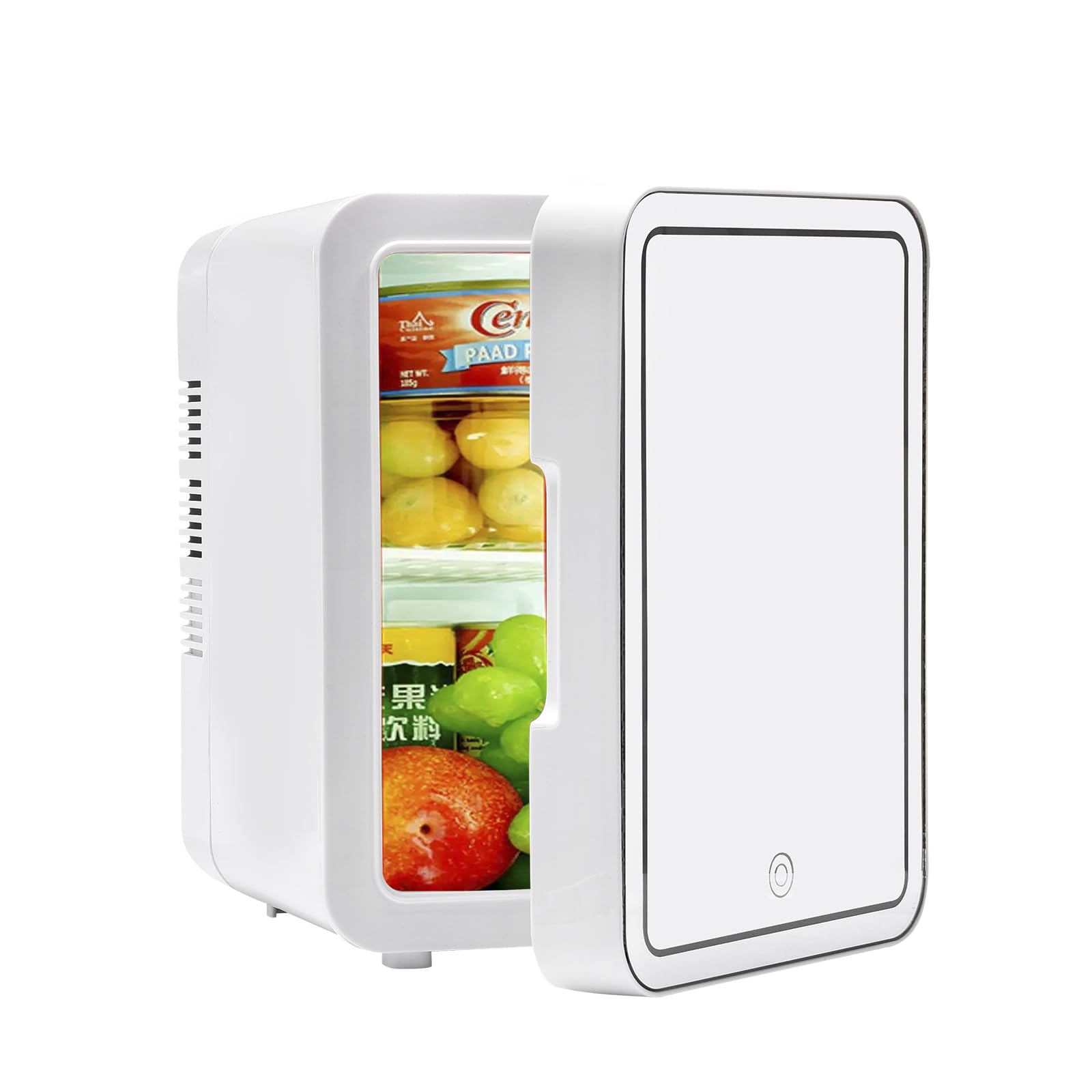 6L mini fridge with LED mirror cosmetics fridge for bedroom, car, cosmetics, skin care products, snacks, White